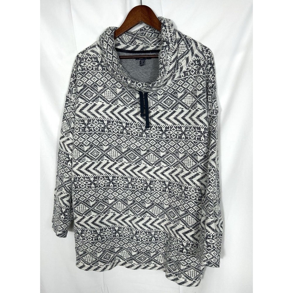 Chaps Womens Aztec Pullover Sweater Size 2X Heavy Knit‎ Oversized Boho Travel